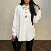 Embellished Button-Front Shirt