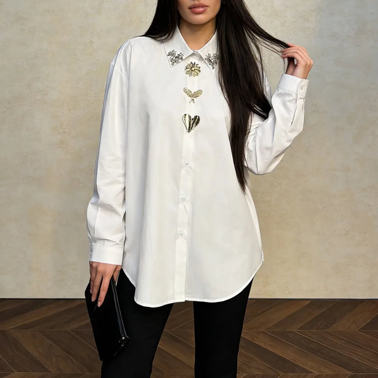 Embellished Button-Front Shirt
