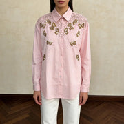 Floral-Embellished Button-Up Shirt