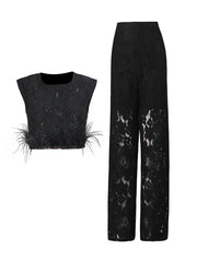 Lace Top and Pants Set