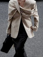 Draped Asymmetric Tailored Blazer