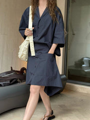 Relaxed Three-Quarter-Sleeve Shirt Dress