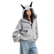 Ear-Detail Hooded Jacket