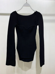 Sweetheart-Neck Long-Sleeve Sweater
