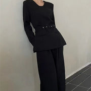 Fitted Jacket and Wide-Leg Pants Set