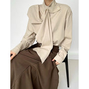 Tie-Neck Long-Sleeve Blouse