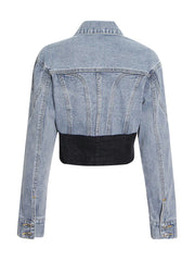 Colorblock Cropped Button-Front Jacket
