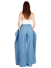 Layered-Pocket Wide-Leg Pants