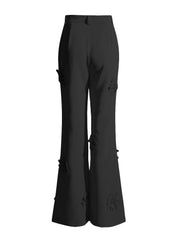 Floral Applique Flared Pants
