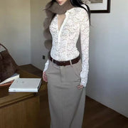 Floral Lace Collared Shirt