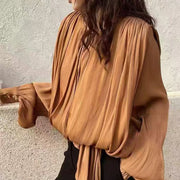 Gathered Balloon-Sleeve Blouse