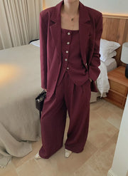 TWOTWINSTYLE Solid Spliced Button Two Piece Set Female Lapel Long Sleeve Jacket Loose Casual Women's Trousers Set Autumn Fashion