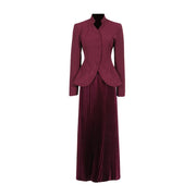 Fitted Jacket and Pleated Skirt Set