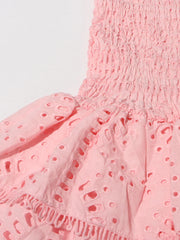 Smocked Strapless Ruffle Mini Dress