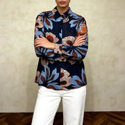 Floral Long-Sleeve Collared Shirt
