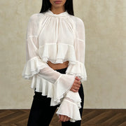 Tiered Ruffle-Sleeve Blouse