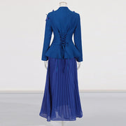 Applique Jacket and Pleated Skirt Set