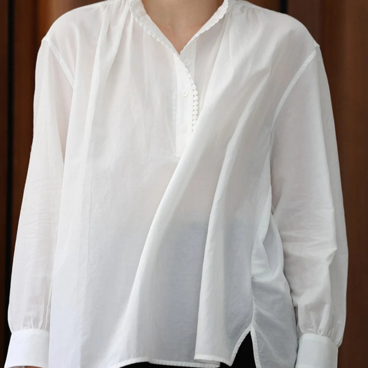 Beaded-Trim Stand-Collar Blouse