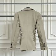 Lace-Up Waist Fitted Jacket