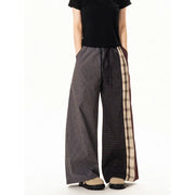 Mixed-Plaid Wide-Leg Pants