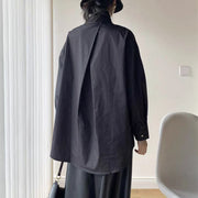 Buckle-Neck Relaxed Longline Shirt