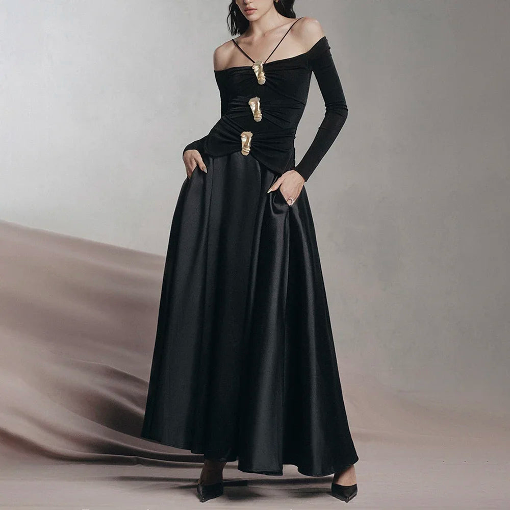 Off-Shoulder Full-Skirt Dress