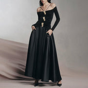 Off-Shoulder Full-Skirt Dress