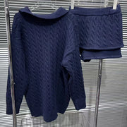 Cable-Textured Top and Shorts Set