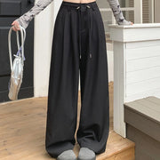Pleated Wide-Leg Drawstring Pants