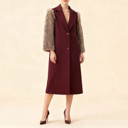 Contrast-Textured Sleeve Long Coat