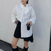 Buckle-Neck Relaxed Longline Shirt