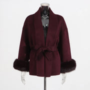Belted Shawl-Collar Coat