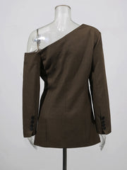 Asymmetric-Neck Tailored Jacket