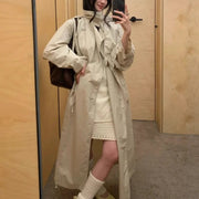 Drawstring Long Trench Coat