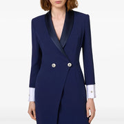 Shawl-Collar Long Blazer Dress