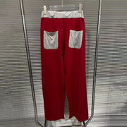 Contrast-Stripe Drawstring Wide-Leg Pants