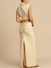 Halter Top and Ruched Skirt Set