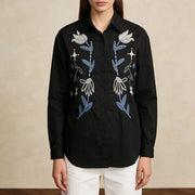 Floral Embellished Button-Up Shirt