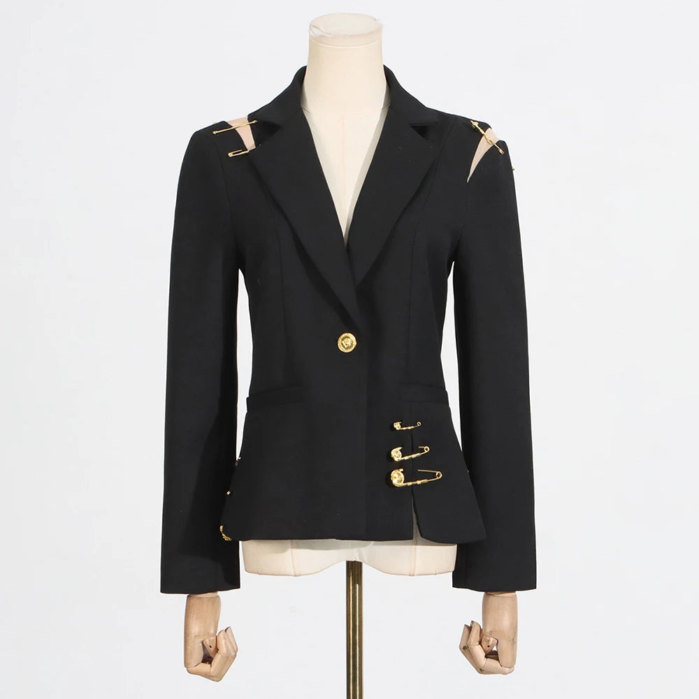 Safety-Pin Detail Blazer