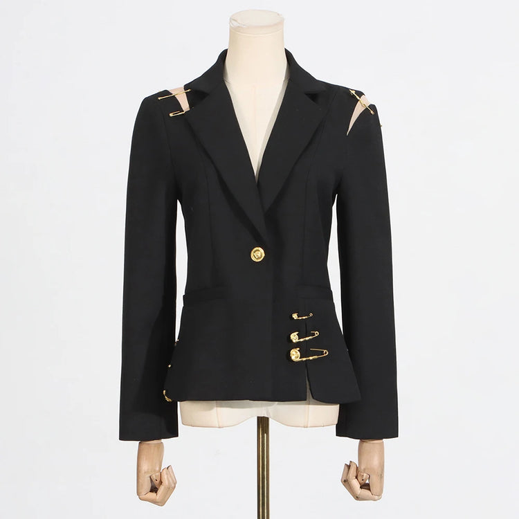 Safety-Pin Detail Blazer
