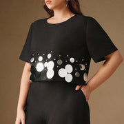 Disc-Embellished Top or Wide-Leg Pants
