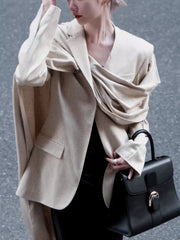 Draped Asymmetric Tailored Blazer