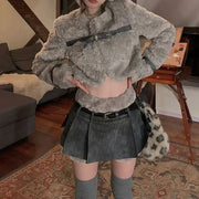 Textured Jacket and Mini Skirt Set