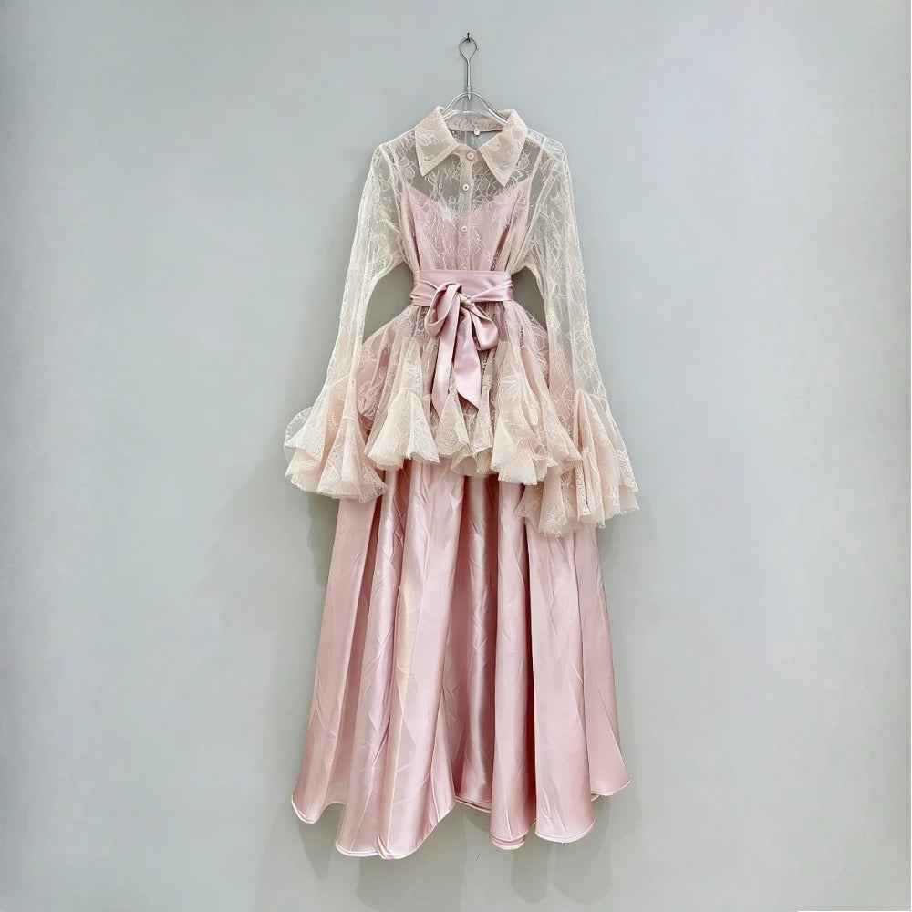 Lace Jacket and Long Dress Set