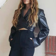 Glossy Cropped Wrap Top