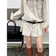 Collared Long-Sleeve Mini Shirt Dress