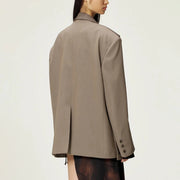 Button-Shoulder Relaxed Blazer