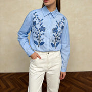 Contrast Floral Button-Up Shirt