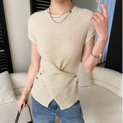 Twisted-Hem Short-Sleeve Top