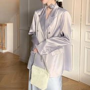 Glossy Double-Breasted Blazer